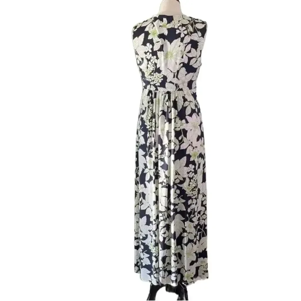 Brooks Brothers Black and White Floral Maxi Dress